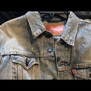 Mens Levi Blue Jean Jacket Faded Size Large